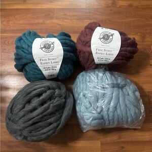 Free Spirit jumbo Yarn Bundle - Teal, Burgundy, Gray, Light Blue (bundle of 4)